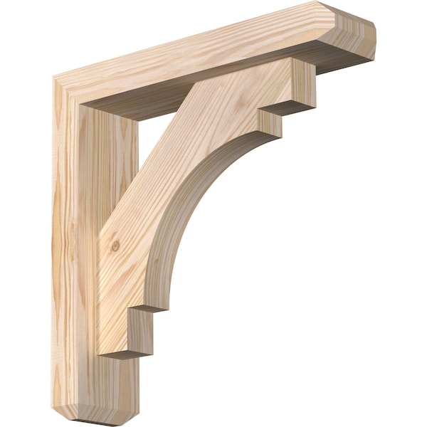 Ekena Millwork Merced Craftsman Smooth Bracket w/ Offset Brace, Douglas Fir, 3 1/2"W x 14"D x 14"H BKT0402X14X14MRC04SDF - main